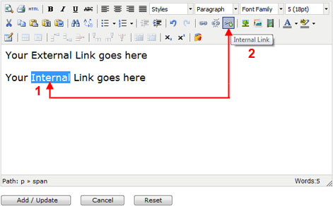 Insert Internal Hyperlink
