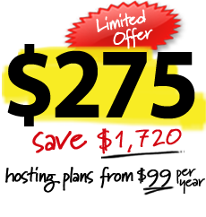 for only $495. Save $2,500. hosting plans from $0 p.m.