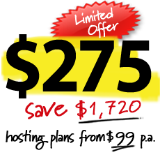 for only $495. Save $2,500. hosting plans from $0 p.m.